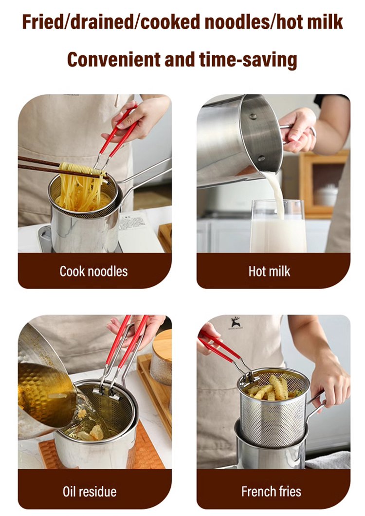 Oil-saving and splash-proof small fryer with filter [First 100 orderers get free stainless steel cli