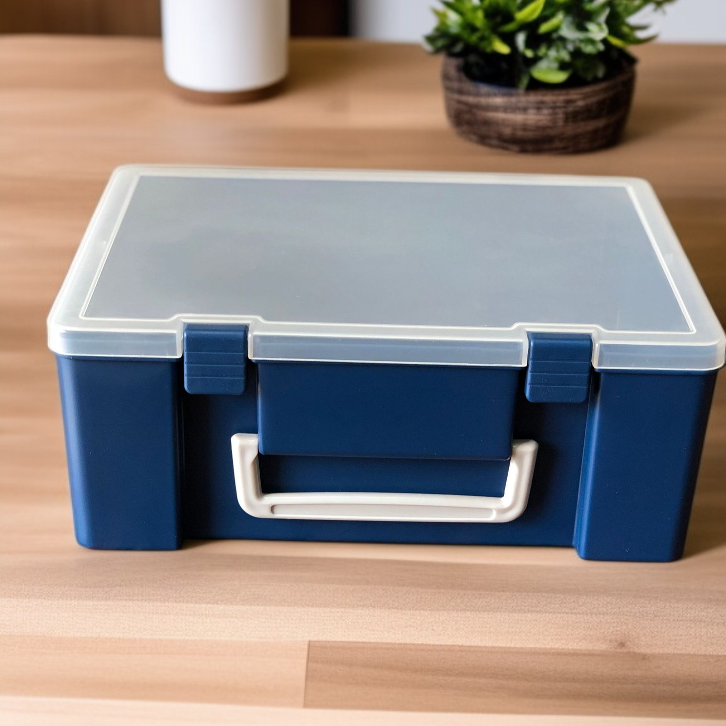 Sturdy thick plastic toolbox for crafts and hardware