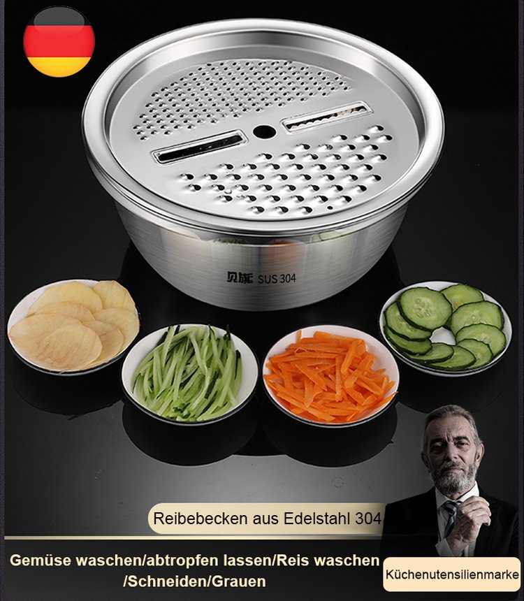 Das Set multifunktionaler großer Edelstahlmischschüsseln 304