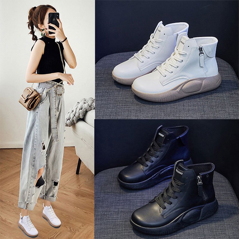 Modne botki damskie z grubą podeszwą na zamek błyskawiczny