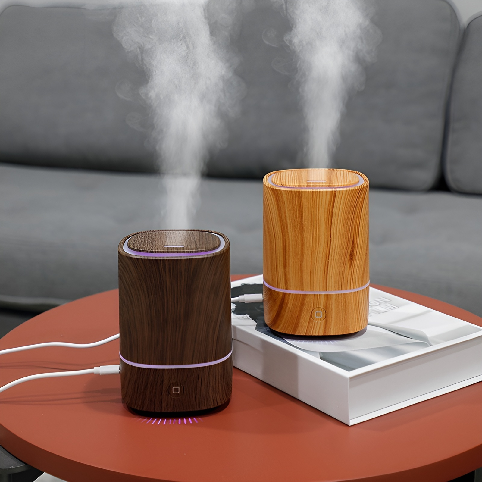 USB空気加湿器の木目調デザイン