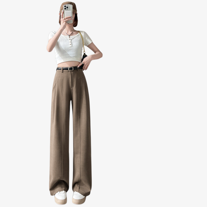 여성 일자 하이웨스트 정장 팬츠 배라인 몸매 캐주얼 팬츠